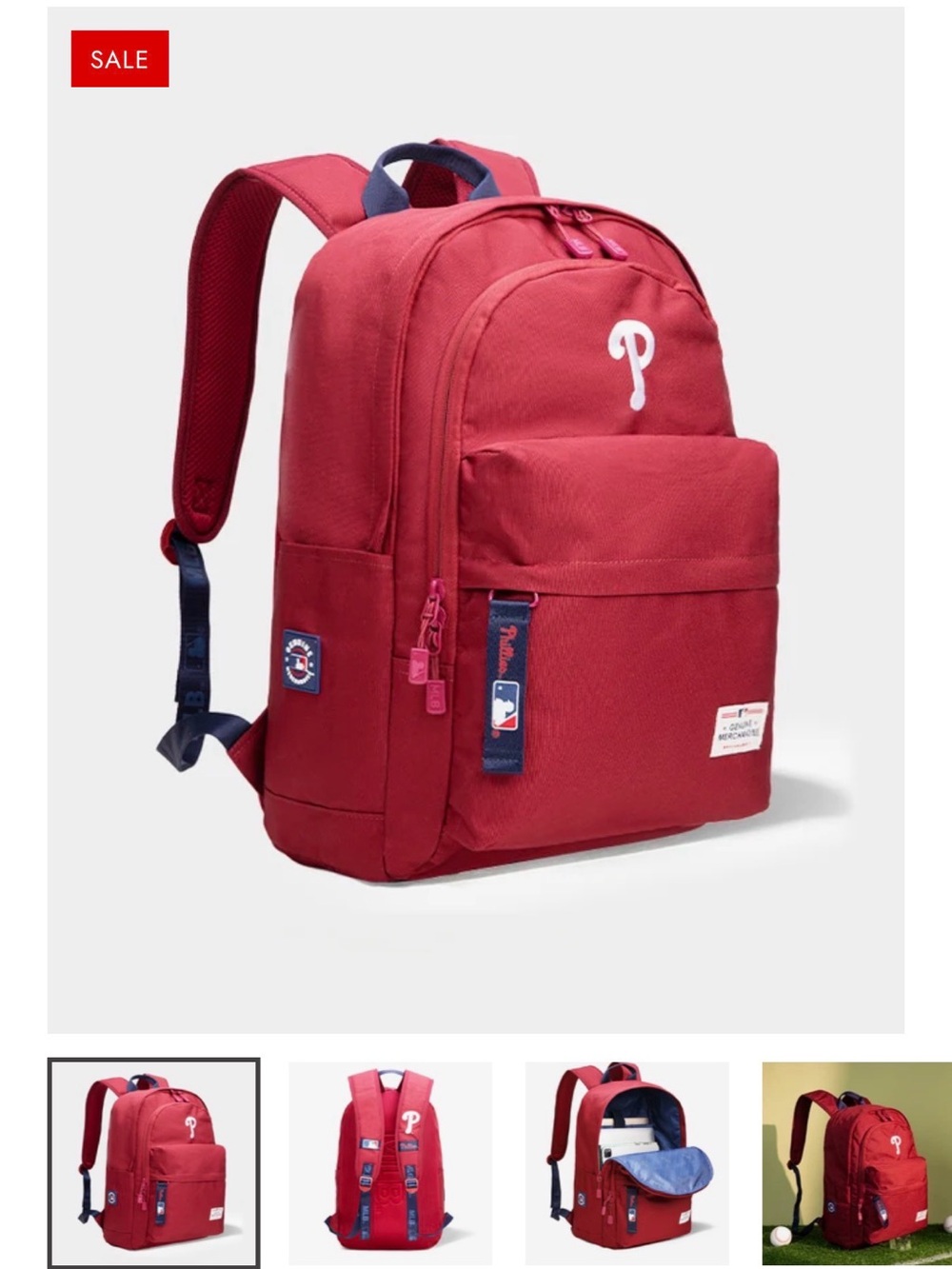 Montana West MLB Phillies Red Backpack with Navy Accents
